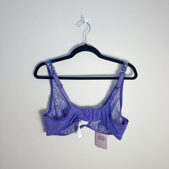 Savage x Fenty Floral Unlined Lace Bra Size 38DD New Purple - Picture 7 of 9